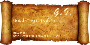 Gubányi Iván névjegykártya